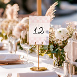 Painted Pink Checkerboard Pattern Wedding Table Number<br><div class="desc">Create custom table number cards for your wedding or other special event. These cards have a pink checkerboard pattern at the top and bottom of the card with painted pastel pink squares and alternating plain white squares. Your number appears at the center of each card on both the front and...</div>