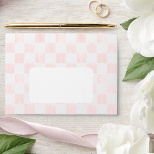 Painted Pink Chequerboard Pattern Wedding Envelope