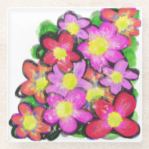 Painted Pink Flowers Coaster