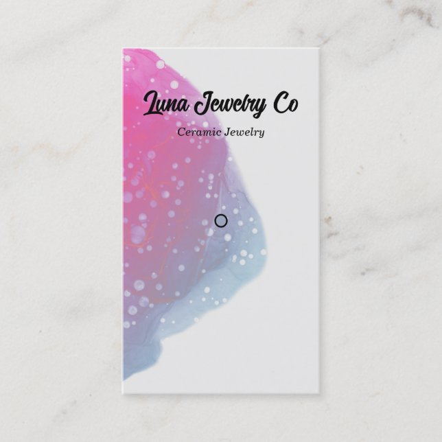 Painted Pink Rainbow Jewellery Pin Business Card (Front)