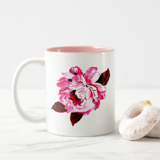Painted Pink Rose Two-Tone Coffee Mug