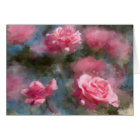 Painted Pink Roses Blank Card