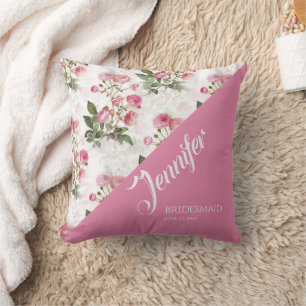 Painted Pink Roses Throw Pillow