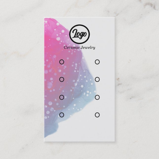 Painted Pink Splatter Four Earring Sets Jewellery  Business Card (Front)