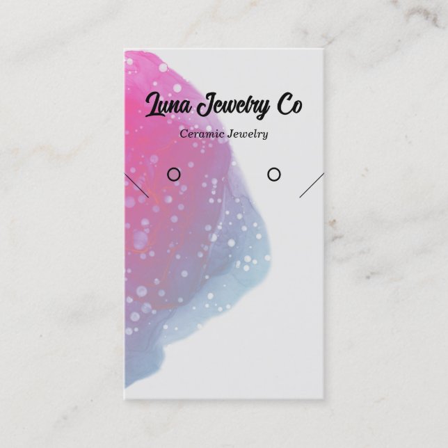 Painted Pink Splatter Necklace Earring Jewellery  Business Card (Front)