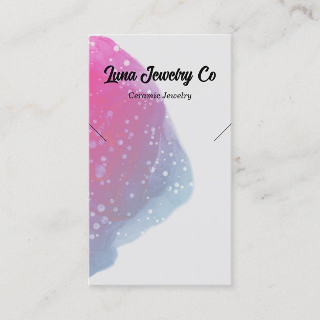Painted Pink Splatter Necklace Handmade Jewellery  Business Card (Front)