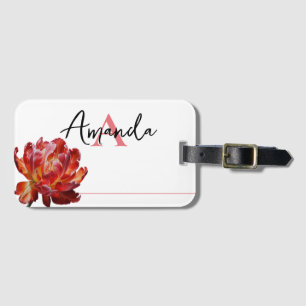 Painted Pink & Yellow Stylish Tulip Monogram Luggage Tag