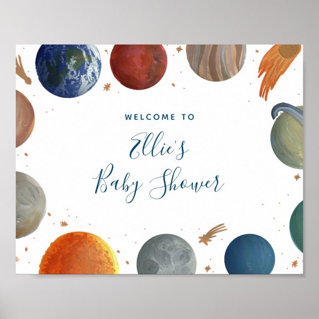 Painted Planets Baby Shower Welcome Sign (Front)