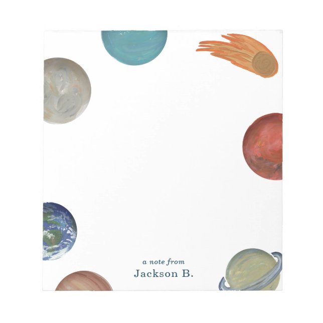 Painted Planets Kids Notepad (Front)