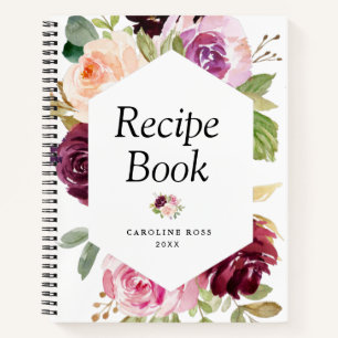 painted plum purple & peach flowers Recipe Book