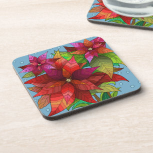 Painted Pointsettia; pretty Christmas Coaster