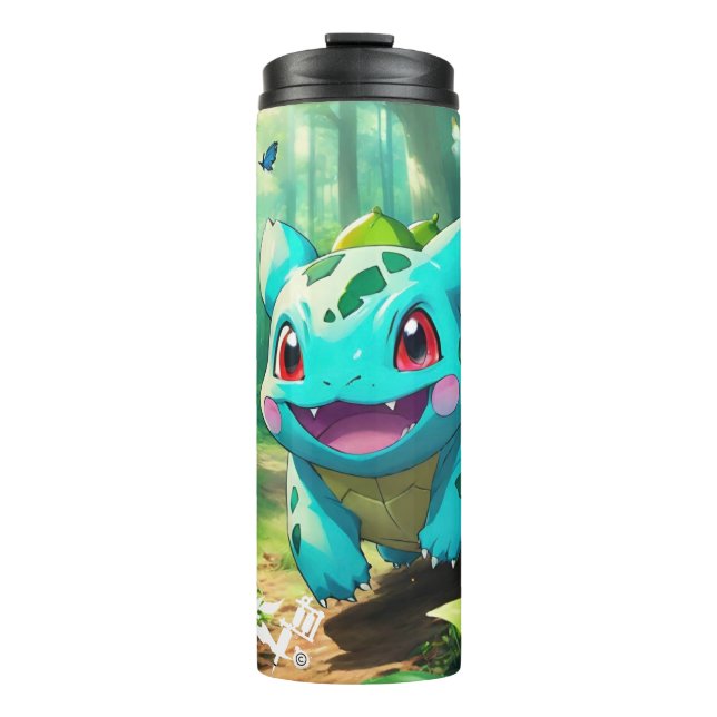 Painted Pokémon Bulbasaur Chasing Butterflies Thermal Tumbler (Front)