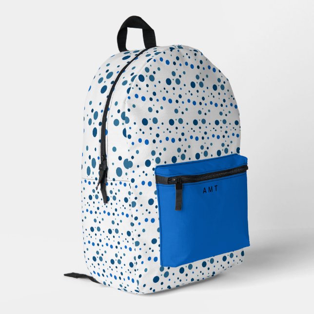 Painted Polka Dot Spots Personalised Name Colourfu Printed Backpack (Back Corner Left)
