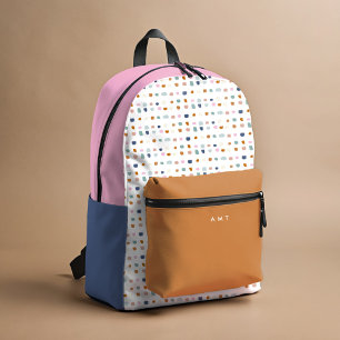 Painted Polka Dot Spots Personalised Name Colourfu Printed Backpack