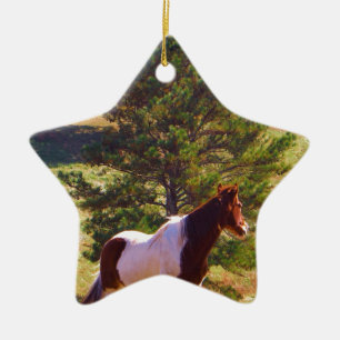 Painted Pony  by the Pine Ceramic Tree Decoration