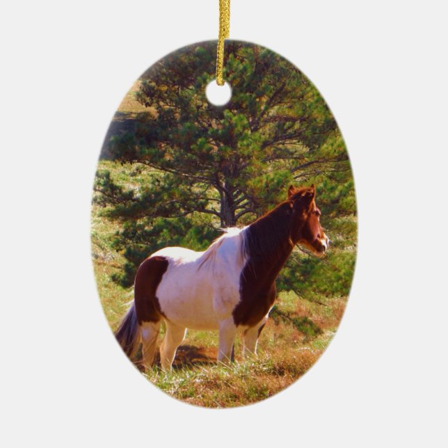 Painted Pony  by the Pine Ceramic Tree Decoration (Front)