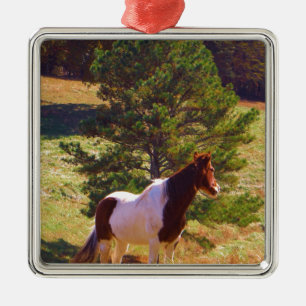 Painted Pony  by the Pine Metal Tree Decoration