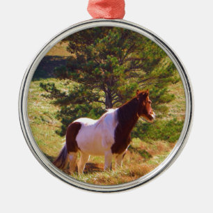 Painted Pony  by the Pine Metal Tree Decoration