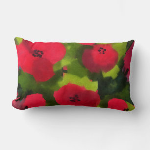 Painted Poppies   Beautiful Flowers Lumbar Cushion