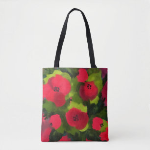 Painted Poppies Floral Art Tote Bag