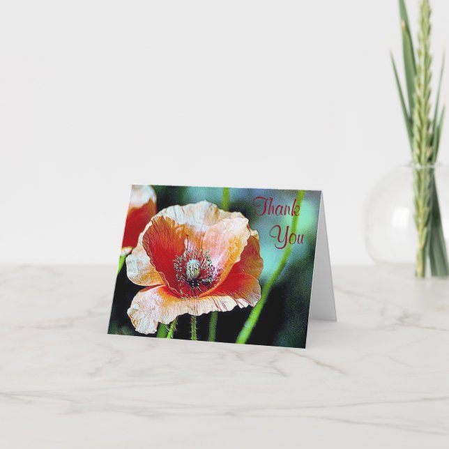 Painted Poppy Thank You Card (Front)