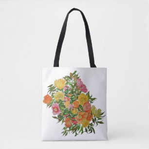 painted poppy tote bag
