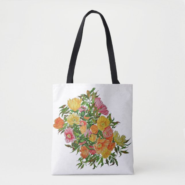 painted poppy tote bag (Front)