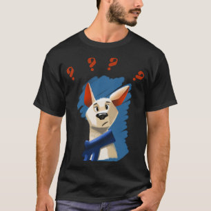 painted portrait of asking dog on blue background T-Shirt