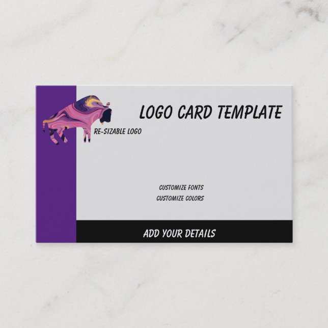 Painted Prehistoric Bull Bison Logo Business Card (Front)