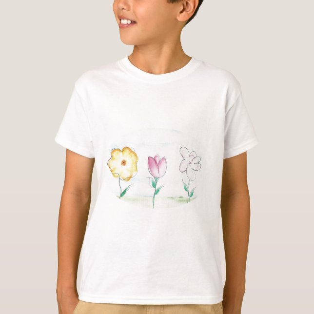 Painted Primitive Flowers T-Shirt (Front)