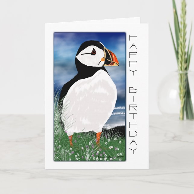 Painted Puffin Birthday Card - Birthday Card With (Front)