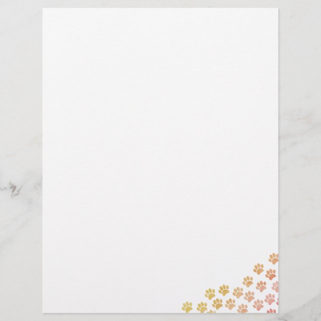 Painted Puppy Paw Prints Custom Letterhead (Front)