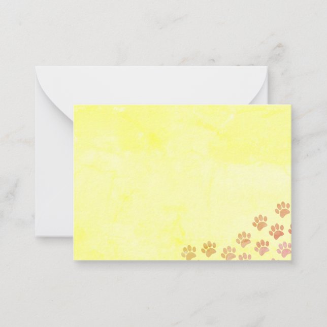 Painted Puppy Paw Prints Old Paper Card (Front)