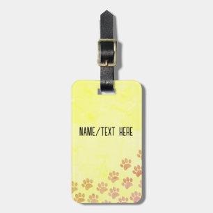 Painted Puppy Paw Prints Old Paper Custom Name Luggage Tag