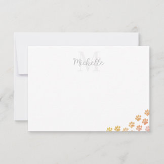 Painted Puppy Paw Prints Watercolor Custom Name Card
