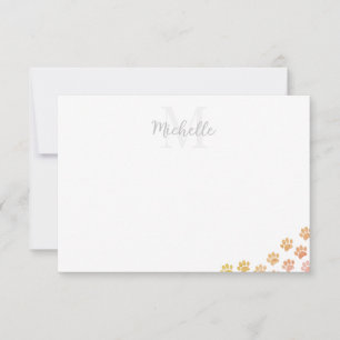 Painted Puppy Paw Prints Watercolor Editable Name Card