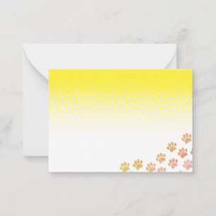 Painted Puppy Paw Prints White Yellow Card