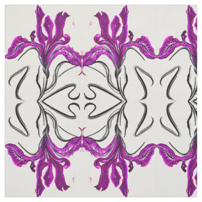 Painted Purple Iris Fabric (Swatch)