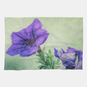 Painted Purple Petunia Kitchen Towel