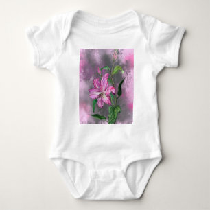 Painted Purple Pink Lily Flower Baby Bodysuit