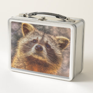 painted Racoon Metal Lunch Box