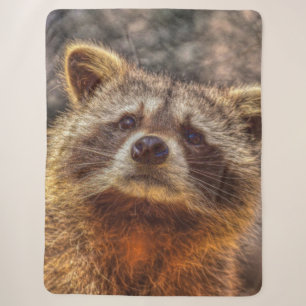 painted Racoon Sherpa Blanket