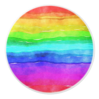 Painted Rainbow Ceramic Knob