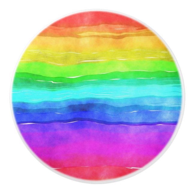Painted Rainbow Ceramic Knob (Front)