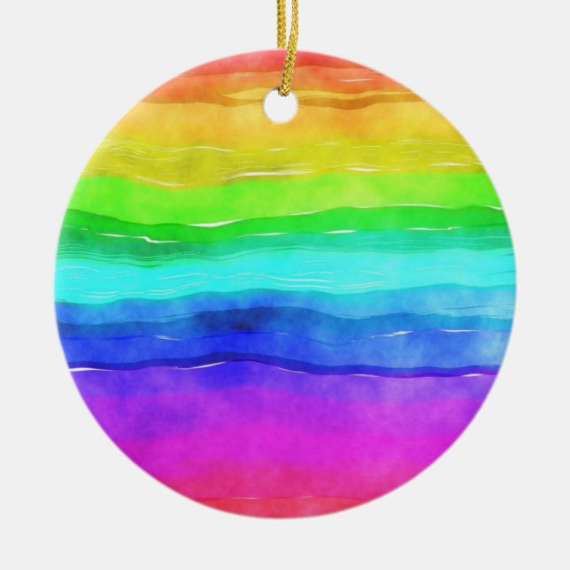 Painted Rainbow Ceramic Ornament (Front)
