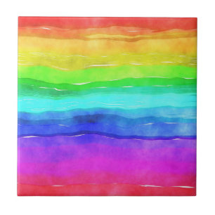 Painted Rainbow Ceramic Tile