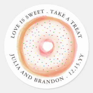 Painted Rainbow Sprinkle Doughnut Wedding Thank Yo Classic Round Sticker