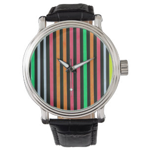 Painted Rainbow Stripes Black Watch