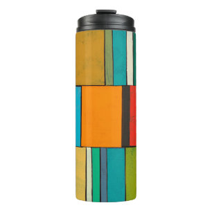Painted rectangles of board assembled into a colou thermal tumbler