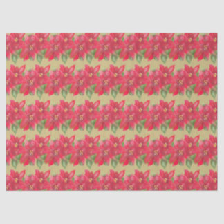 Painted Red and Green Poinsettia Christmas Design Tissue Paper